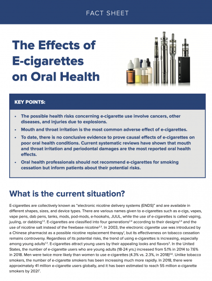 The Effects of E cigarettes on Oral Health FDI